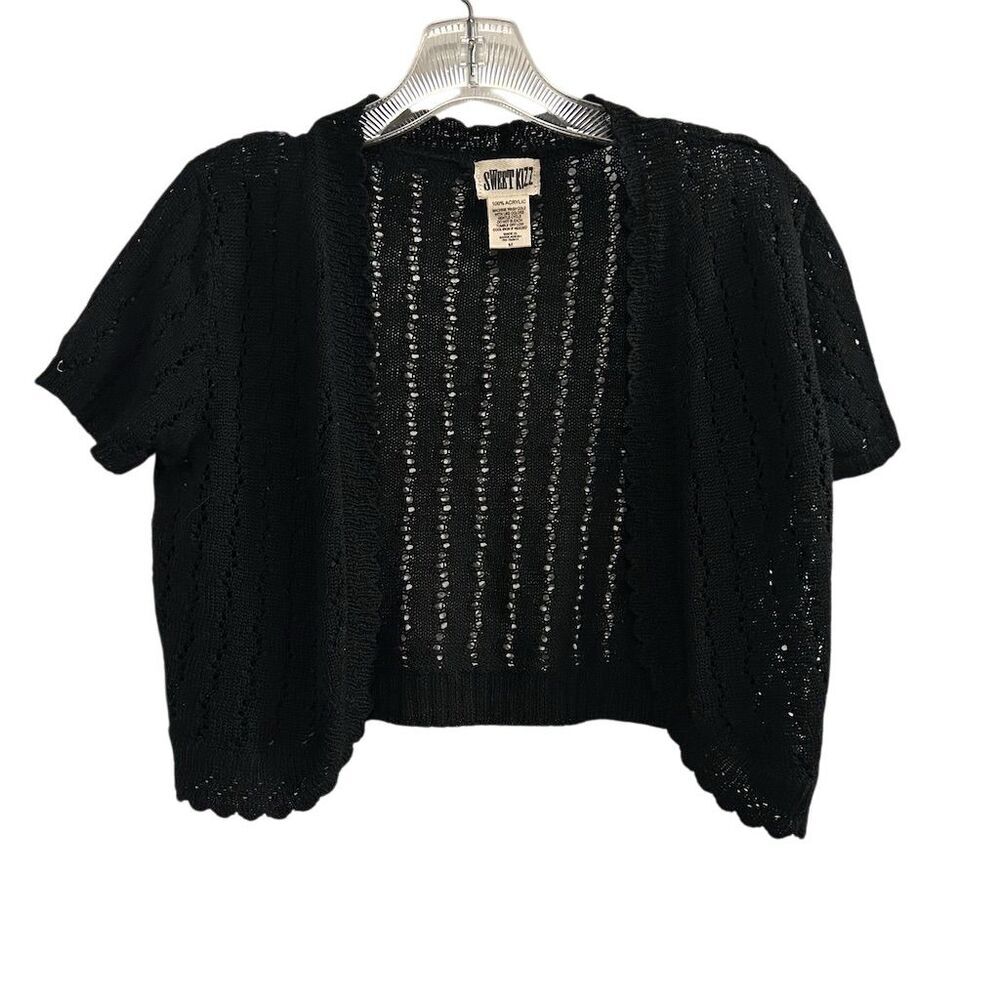 Sweet Kizz Girls' M‎ Black Short Sleeve Knit Shrug Cardigan Sweater